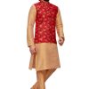 Red Floral-Vine Modi Vest with Kurta Pajama - Image 4