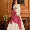 White Anarkali Gown with Dupatta - Image 3