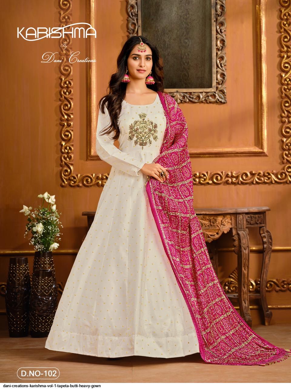 White Embellished With Embroidered Net Anarkali Suit