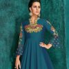 Blue Heavily Embroidered Gown with Stone Work - Image 2
