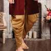 Burgundy and Gold Indowestern Sherwani - Image 4