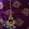 Green and Gold Necklace Set with Earrings - Image 2