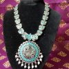 Blue and Silver Necklace Set with Earrings - Image 2