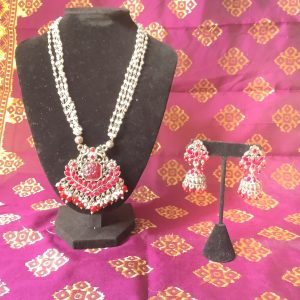 Silver-Red-Necklace Set