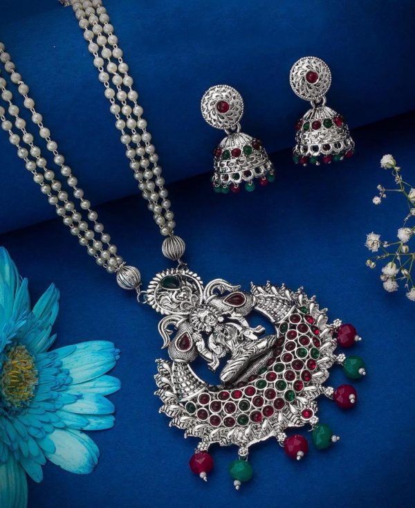 multicolor-silver-necklace-set