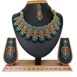 teal-choker-necklace-set