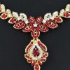 Maroon Necklace Set with Earrings - Image 2