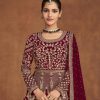 Maroon Anarkali Dress with Heavy Embroidery - Image 3