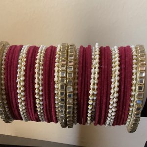 maroon-mirror-pearl-bangle-set