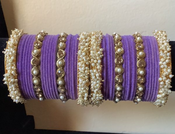 purple-velvet-and-pearl-bangle-set