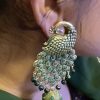 Green Peacock Jhumka Earrings - Image 2