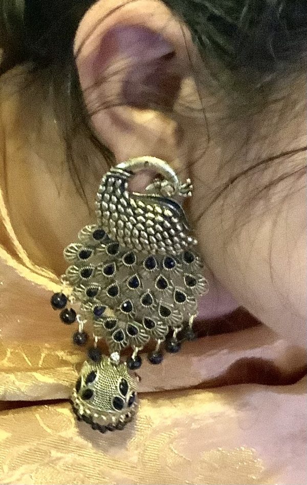 black-peacock-jhumka-earrings