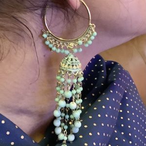 Mint-Jhumka-Layered-Hoop-Earrings