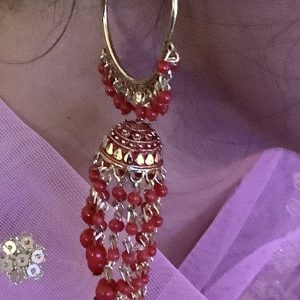 red-layered-jhumka-hoop