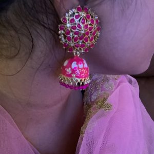 pink-floral-enamel-jhumka