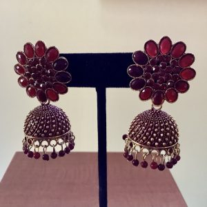 maroon-floral-stud-jhumka