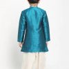 Boys Blue Floral Indowestern Sherwani - Image 2