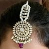 Purple Bahubali Earring Set with Mang Tikka - Image 2