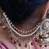Burgundy Bahubali Earring Set with Mang Tikka - Image 2