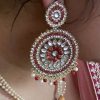 Red and White Chandabali Earrings - Image 2