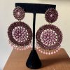 Pink Chandabali Earring with Stones - Image 2