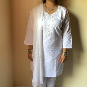 white-anarkali