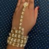 Oblong Stone Hand Chain with Dangle - Image 2