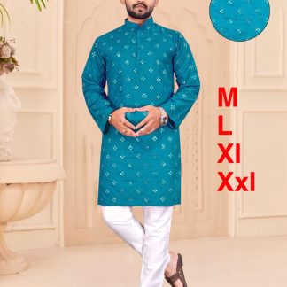 blue-viscose-cotton-kurta