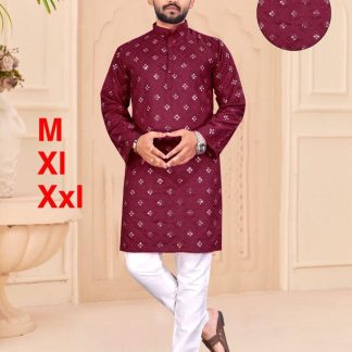 burgundy-viscose-cotton-kurta