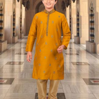 mustard-silk-embroidered-kurta