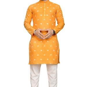 men's-yellow-cotton-kurta