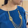 Gold Traditional Station Necklace with Earrings - Image 3