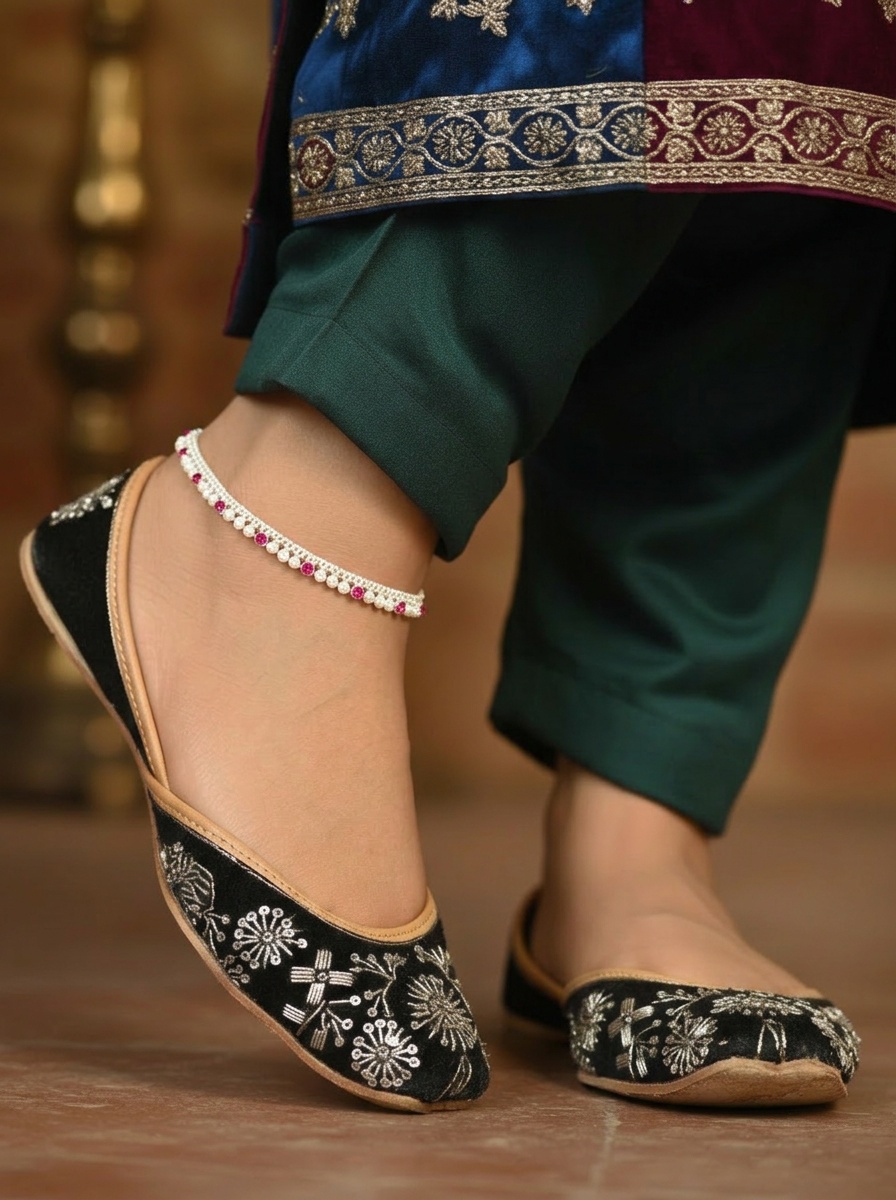 Women’s Silver Anklet with Color Accents