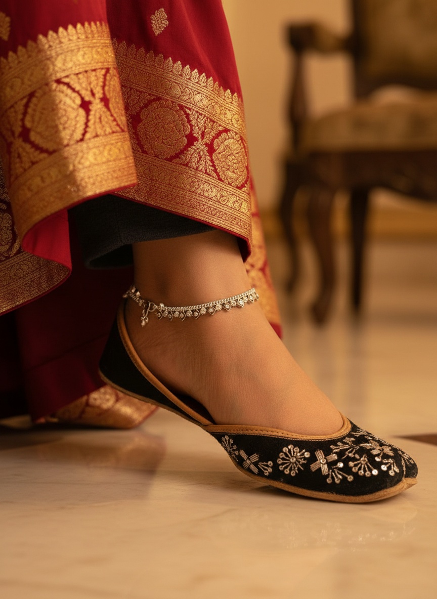 black-and-silver-anklet