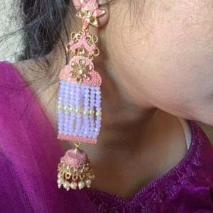 peach-jhumka-meenakari