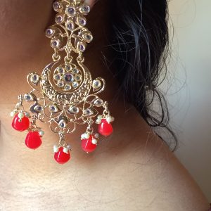 Gold-and-Red-Chandabali-Earrings