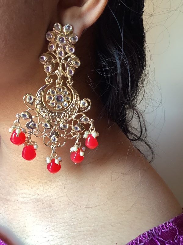 Gold-and-Red-Chandabali-Earrings