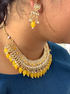 yellow-beaded-necklace-set