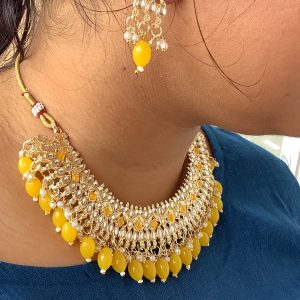 yellow-beaded-necklace-set
