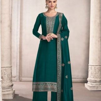 Teal Salwar Kameez with Embroidered Top