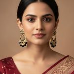 Black Stone Chandabali Cutout Earrings