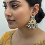 Blue Ombre Meenakari Earrings with Faux Pearls