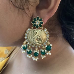 green-peacock-temple-earrings