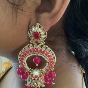 magenta-jhumka-with-dangling