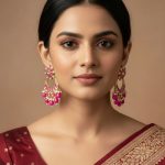 Magenta Stone Chandabali Cutout Earrings