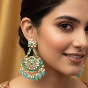 Ombre Blue Chandabali Cutout Earrings