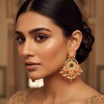 Orange Ombre Meenakari Earrings with Faux Pearls