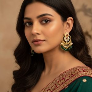 Traditional Temple Round Beaded Studs with Stones