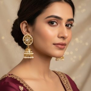 White Kundan Stone Jhumka