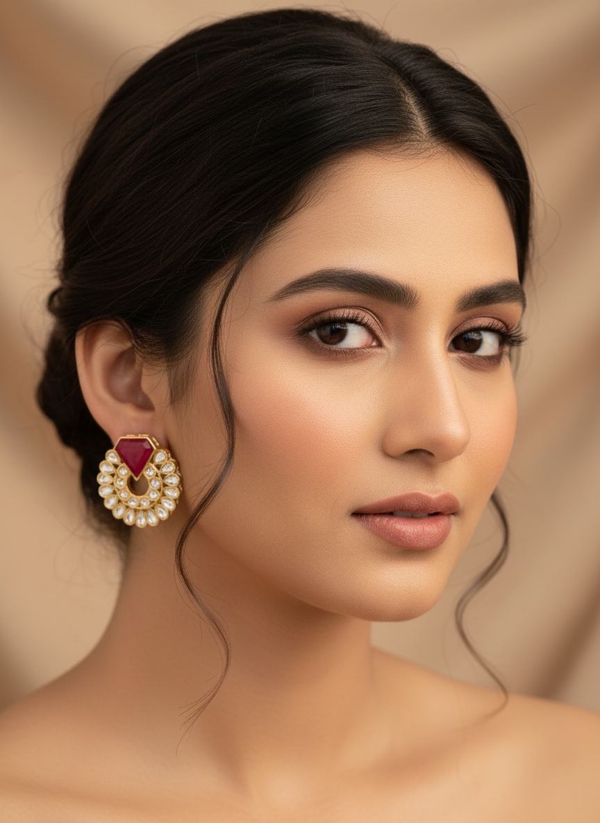 ruby kundan cuout earring